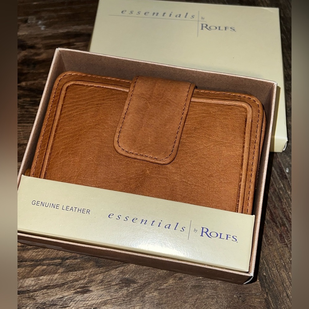 New British tan leather wallet NIB